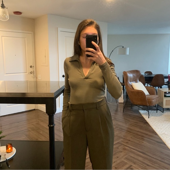 Abercrombie Olive Green Long-Sleeve Collar Bodysuit - Picture 5 of 9